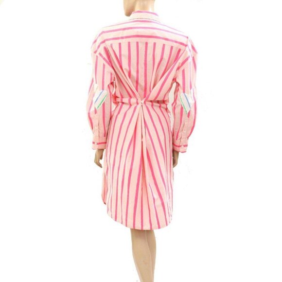 Kerri Rosenthal Lilli Shirt Mini Dress Cotton Poplin Striped L - Picture 8 of 9